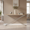 Orsina Holland Park Console Table – Golden Oak Wood & Polished Steel