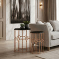 Orsina Hexagon Nesting Side Tables | Set of 2 Black and Rose Gold