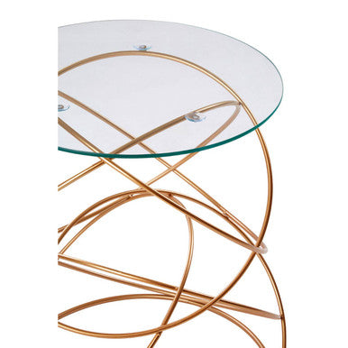 Orsina Lexa Glass Side Table – Gold Geometric Metal Accent Table