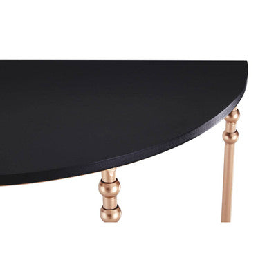 Orsina Lexa Half Round Console Tables – Set of 2 Matte Black & Rose Gold