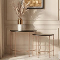 Orsina Lexa Half Round Console Tables – Set of 2 Matte Black & Rose Gold