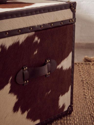 Orsina Brown and White Cowhide Storage Trunk Set – Genuine Leather