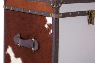 Orsina Brown and White Cowhide Storage Trunk Set – Genuine Leather