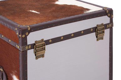 Orsina Brown and White Cowhide Storage Trunk Set – Genuine Leather