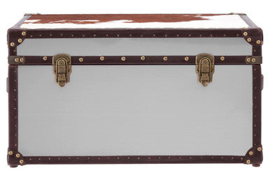 Orsina Kensington Brown and White Cowhide Storage Trunk Chest