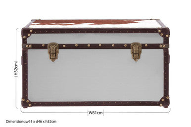 Orsina Kensington Brown and White Cowhide Storage Trunk Chest