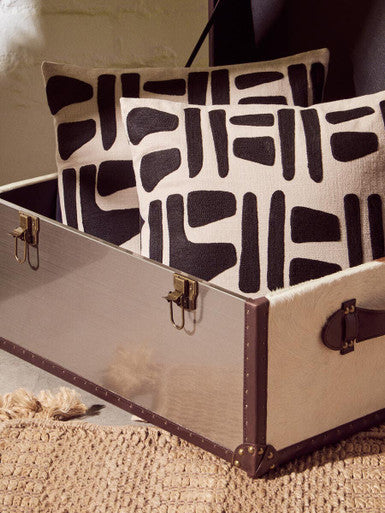 Orsina Kensington Brown and White Cowhide Storage Trunk Chest