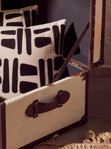 Orsina Kensington Brown and White Cowhide Storage Trunk Chest