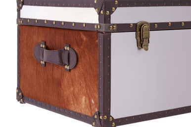 Orsina Kensington Brown and White Cowhide Storage Trunk Chest