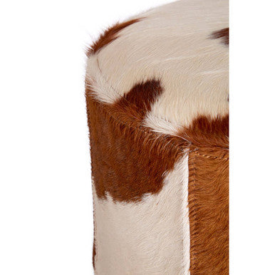 Orsina Kensington Brown and White Cowhide Hair on Leather Stool