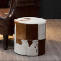 Orsina Kensington Brown and White Cowhide Hair on Leather Stool