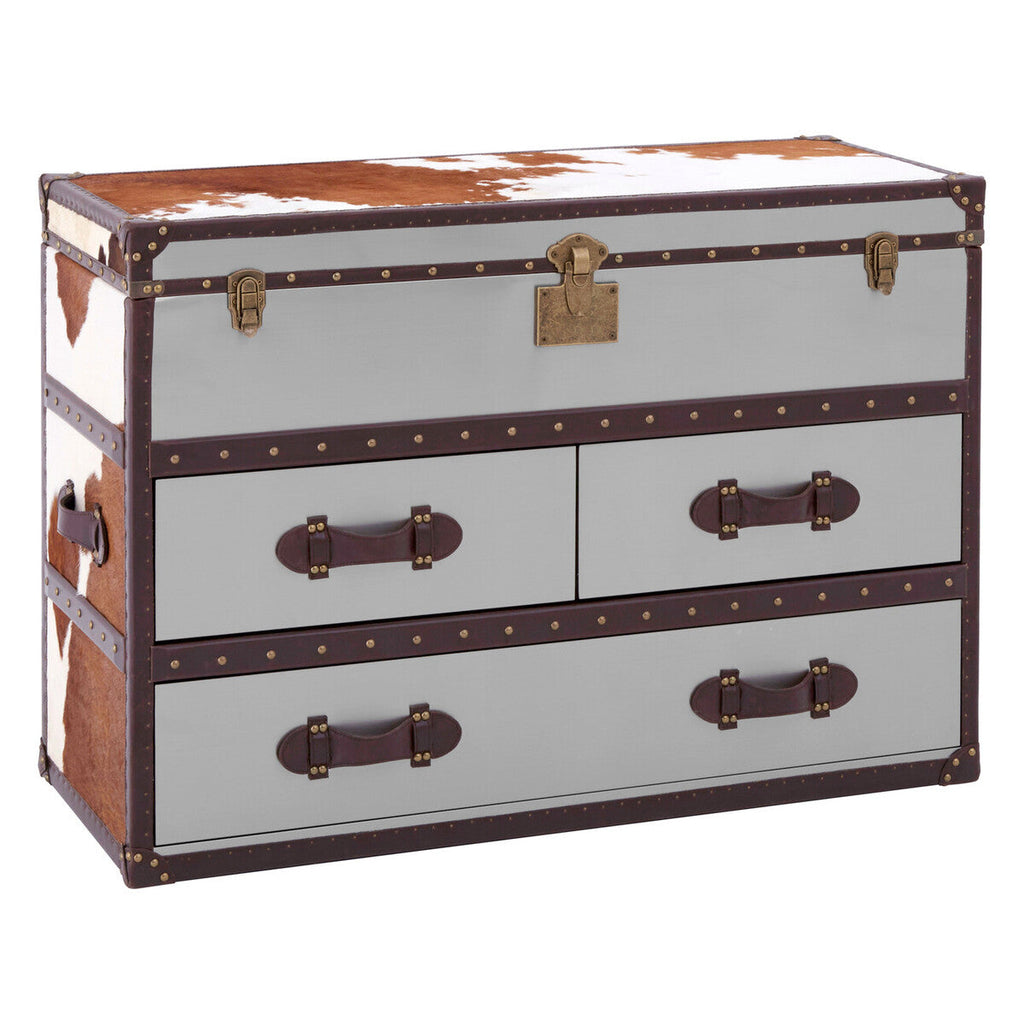 Orsina Kensington Cowhide Storage Cabinet – Brown and White Leather