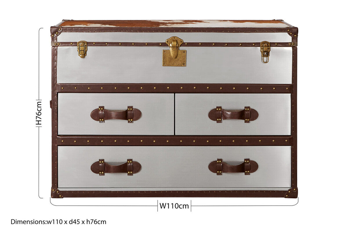 Orsina Kensington Cowhide Storage Cabinet – Brown and White Leather