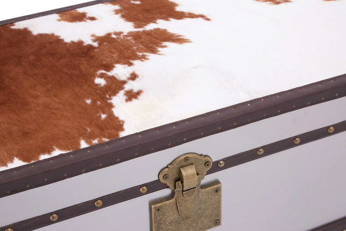 Orsina Kensington Cowhide Storage Cabinet – Brown and White Leather