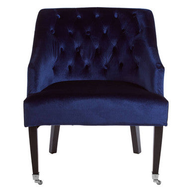 Orsina Darwin Blue Velvet Lounge Chair – Button Tufted Accent Seat