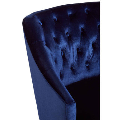 Orsina Darwin Blue Velvet Lounge Chair – Button Tufted Accent Seat
