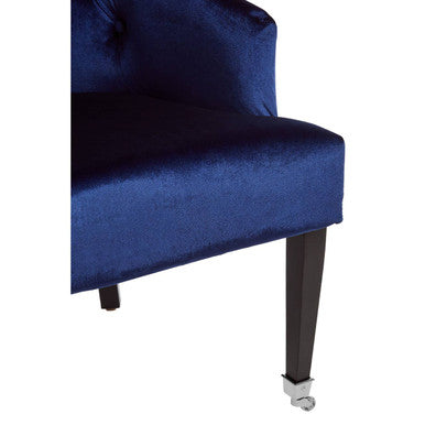 Orsina Darwin Blue Velvet Lounge Chair – Button Tufted Accent Seat