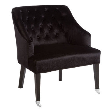 Orsina Darwin Black Velvet Accent Chair – Tufted Modern Armchair