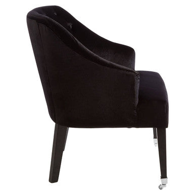 Orsina Darwin Black Velvet Accent Chair – Tufted Modern Armchair