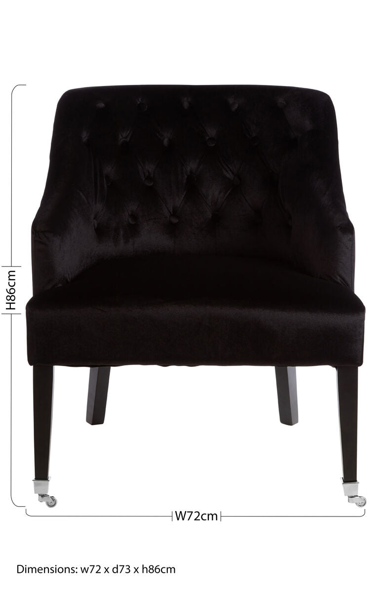 Orsina Darwin Black Velvet Accent Chair – Tufted Modern Armchair