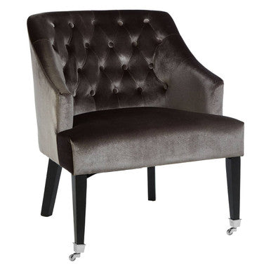 Orsina Darwin Grey Velvet Accent Chair – Tufted Button Armchair