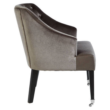 Orsina Darwin Grey Velvet Accent Chair – Tufted Button Armchair