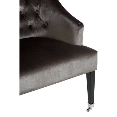 Orsina Darwin Grey Velvet Accent Chair – Tufted Button Armchair