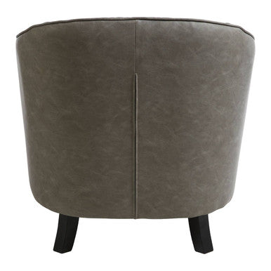 Orsina Derby Grey Faux Leather Tub Chair and Footstool Set