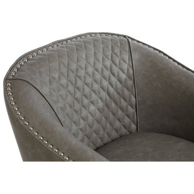 Orsina Derby Grey Faux Leather Tub Chair and Footstool Set
