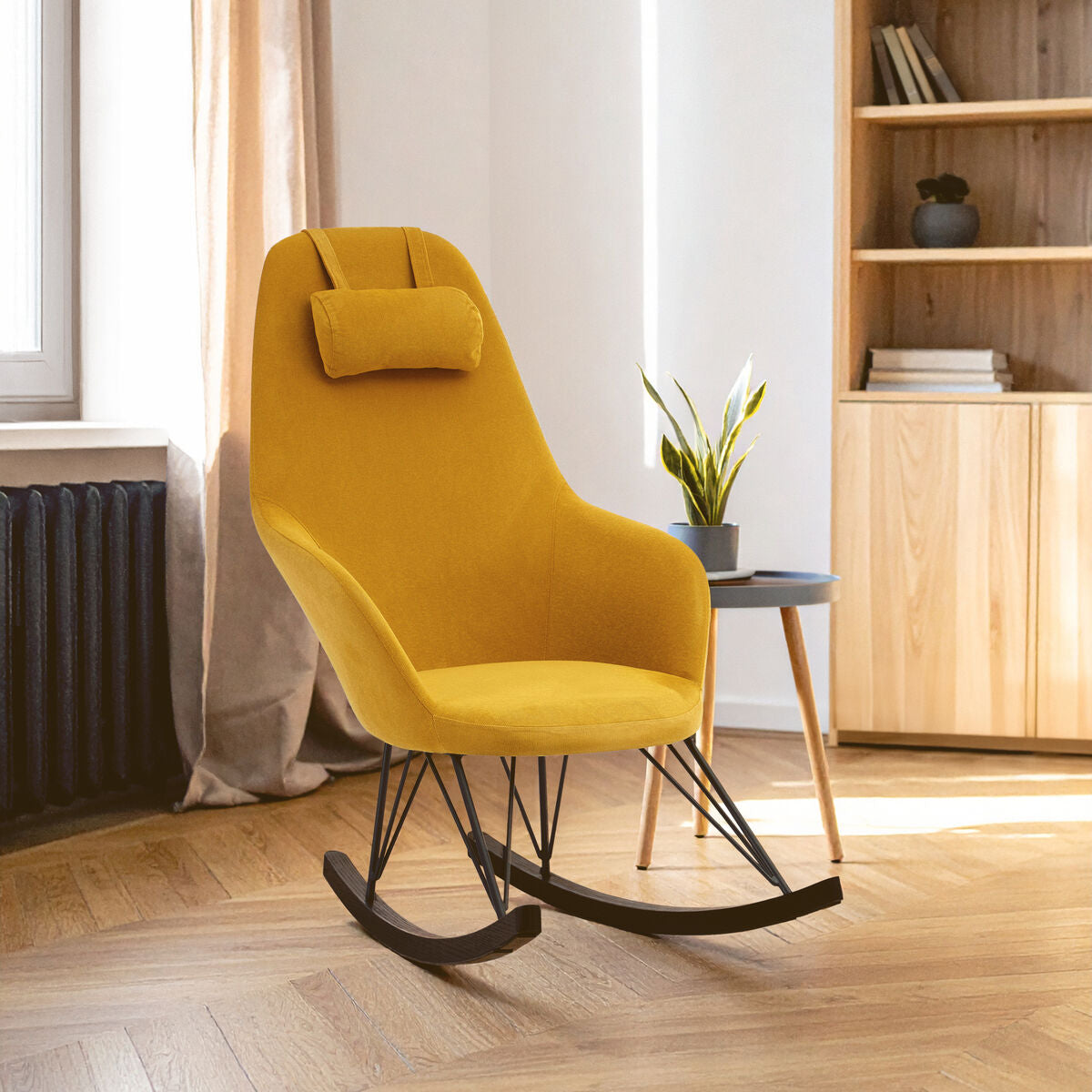 Orsina Kolding Yellow Rocking Chair – Scandinavian Oak & Metal