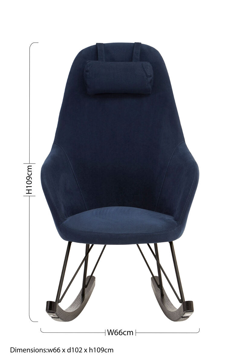Orsina Kolding Blue Fabric Rocking Chair – Modern Upholstered Rocker