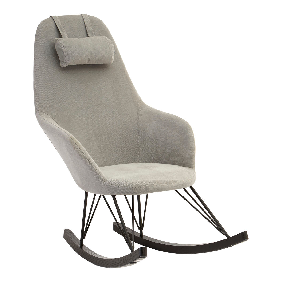 Orsina Kolding Grey Fabric Rocking Chair with Black Oak Veneer Legs