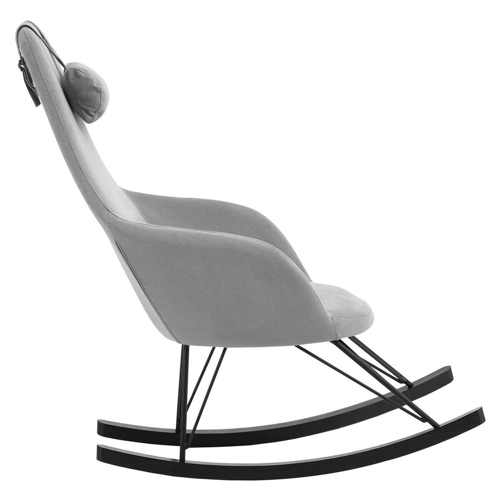 Orsina Kolding Grey Fabric Rocking Chair with Black Oak Veneer Legs