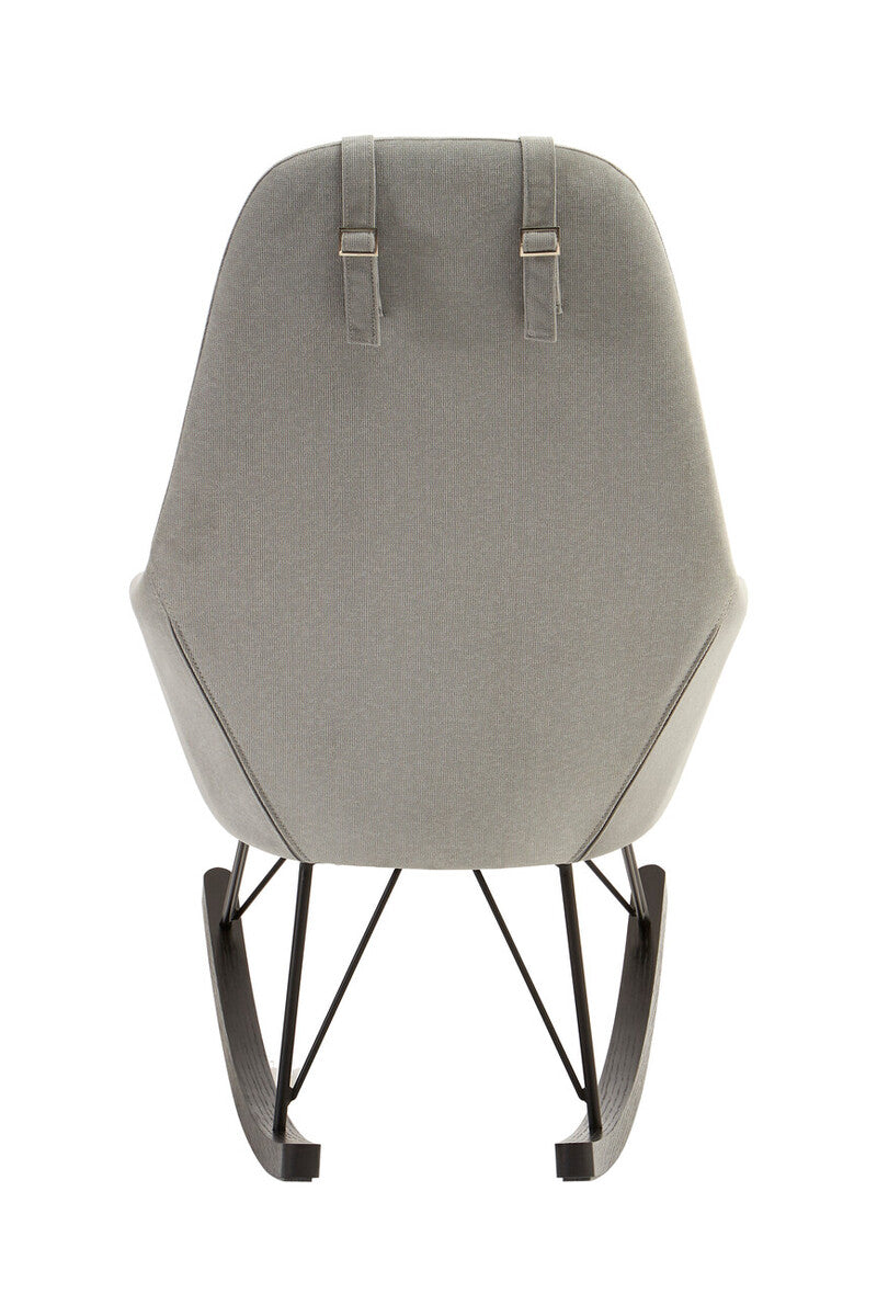 Orsina Kolding Grey Fabric Rocking Chair with Black Oak Veneer Legs