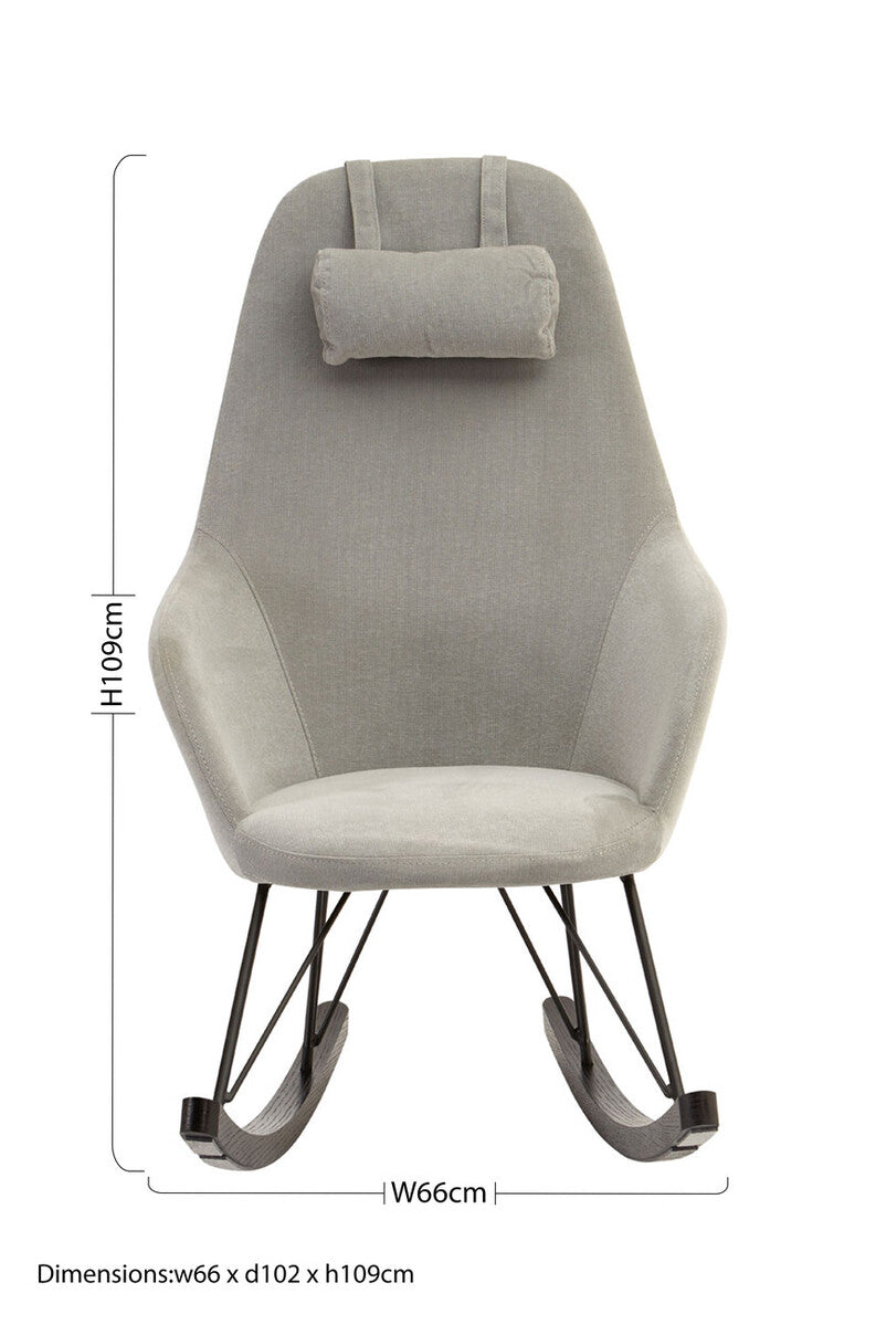 Orsina Kolding Grey Fabric Rocking Chair with Black Oak Veneer Legs