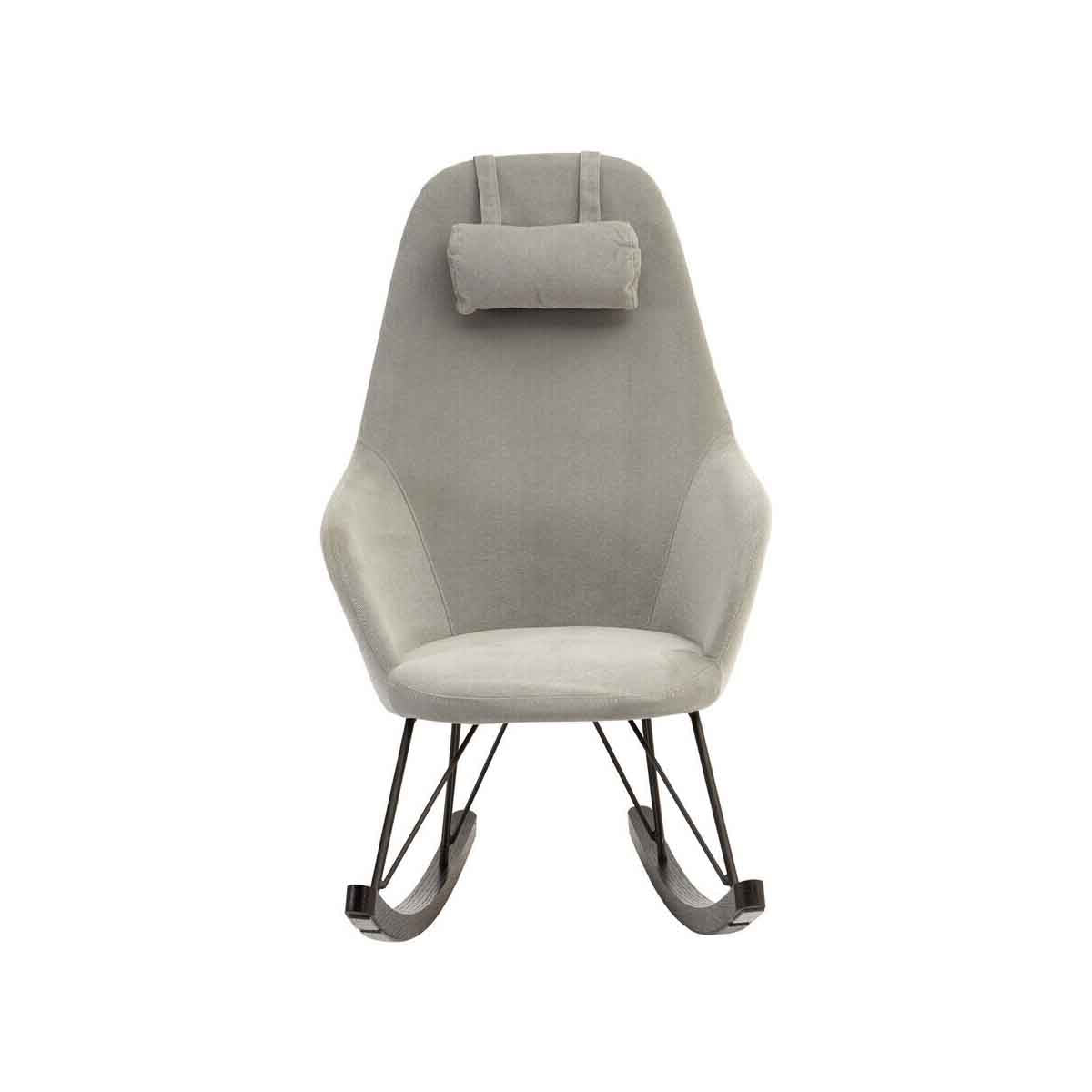 Orsina Kolding Grey Fabric Rocking Chair with Black Oak Veneer Legs