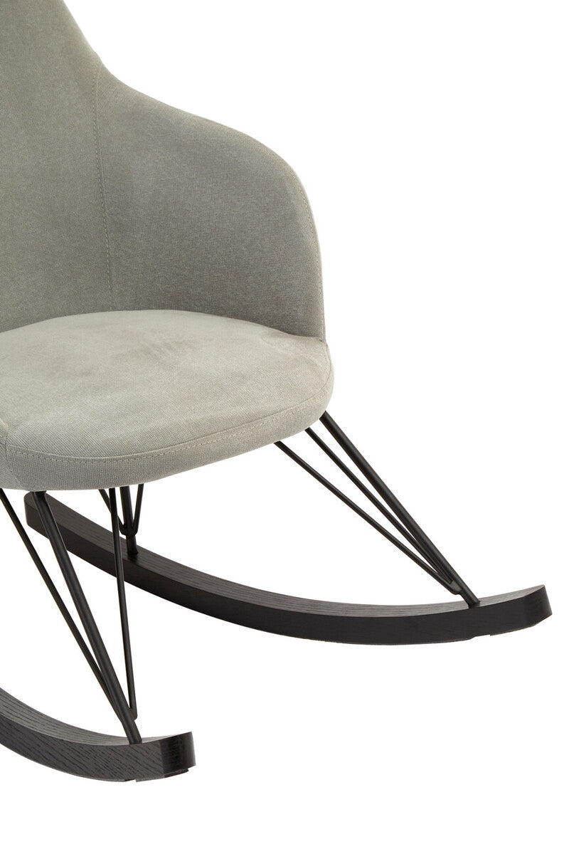 Orsina Kolding Grey Fabric Rocking Chair with Black Oak Veneer Legs