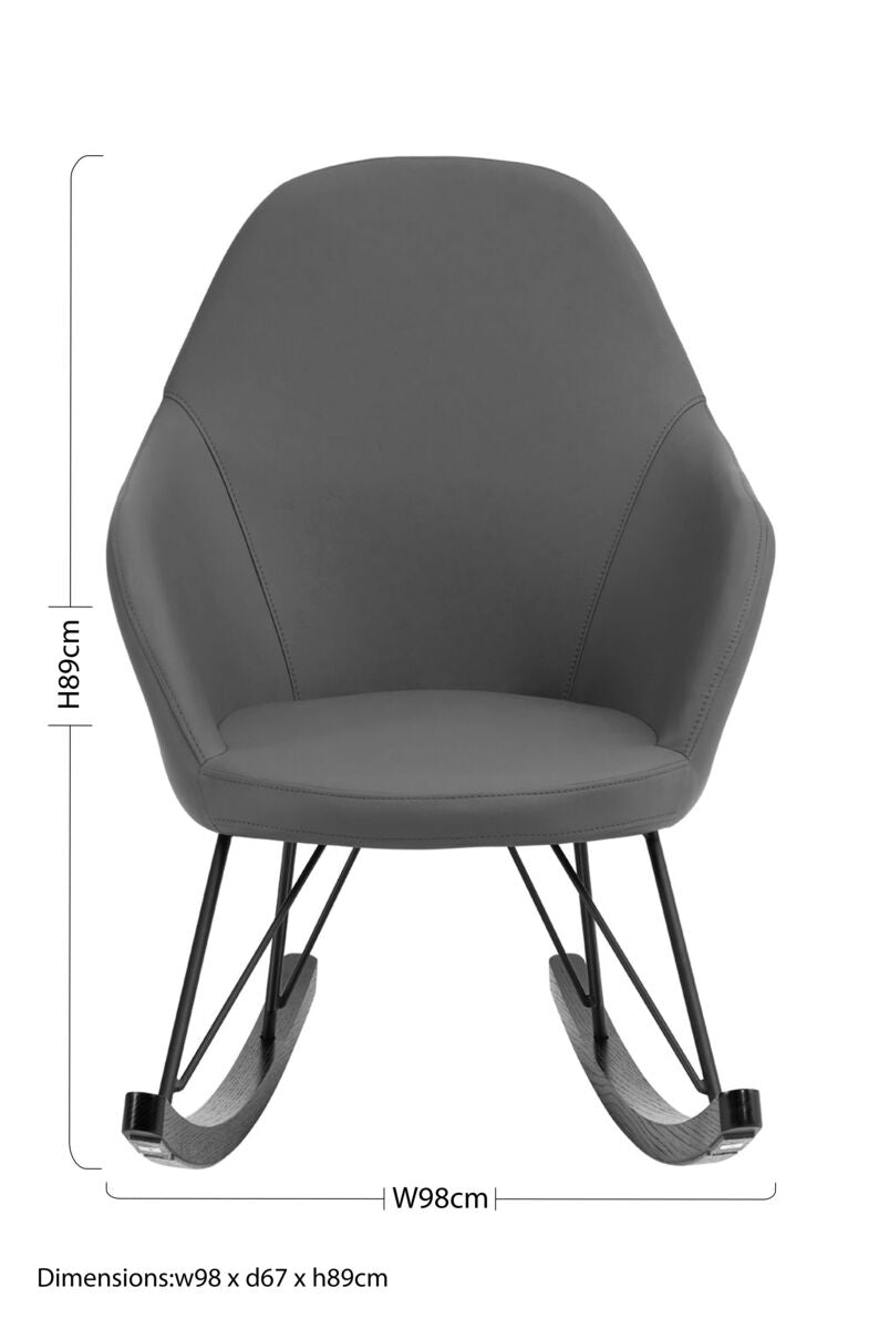 Orsina Kolding Dark Grey Rocking Chair – Modern Oak & Metal Base