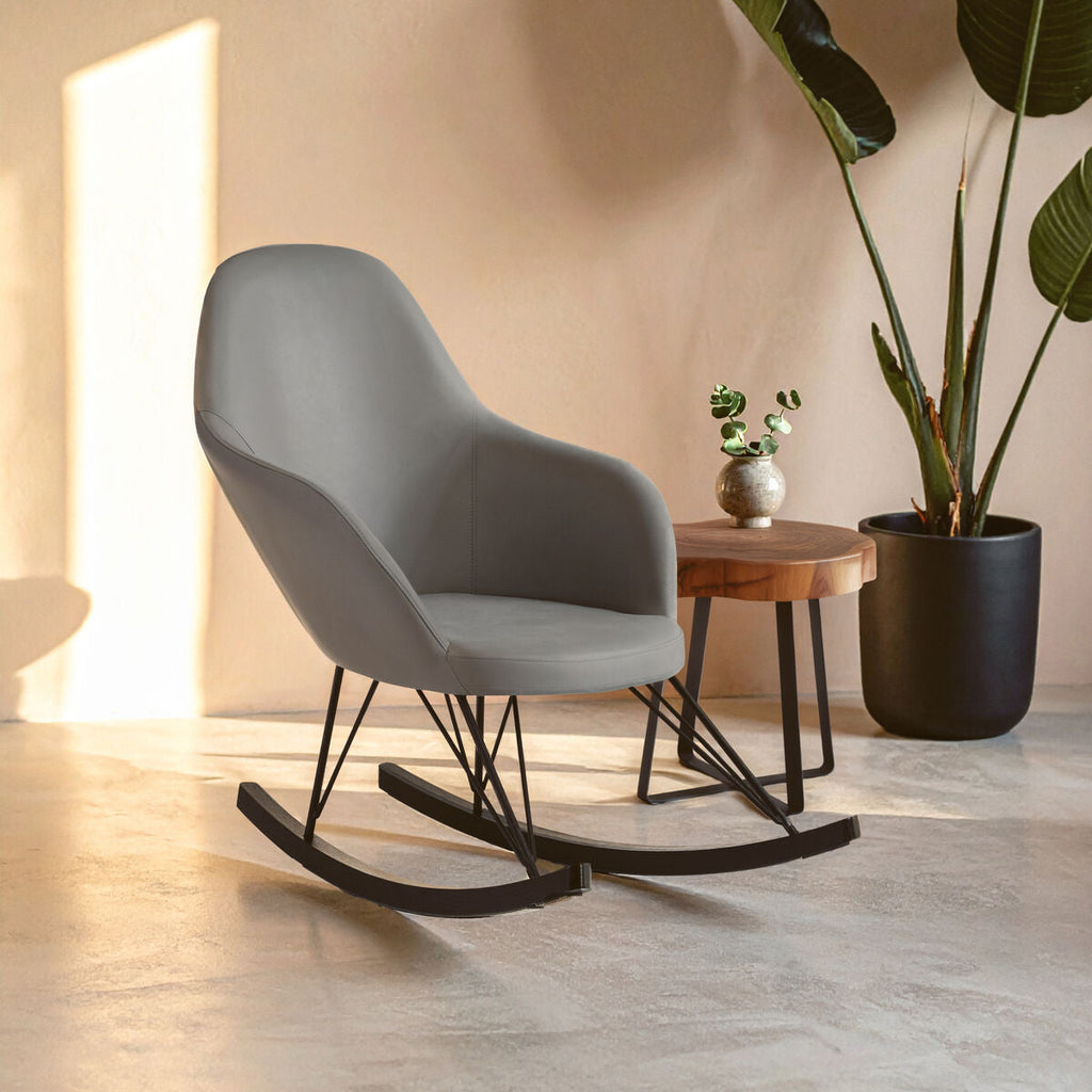 Orsina Kolding Dark Grey Rocking Chair – Modern Oak & Metal Base