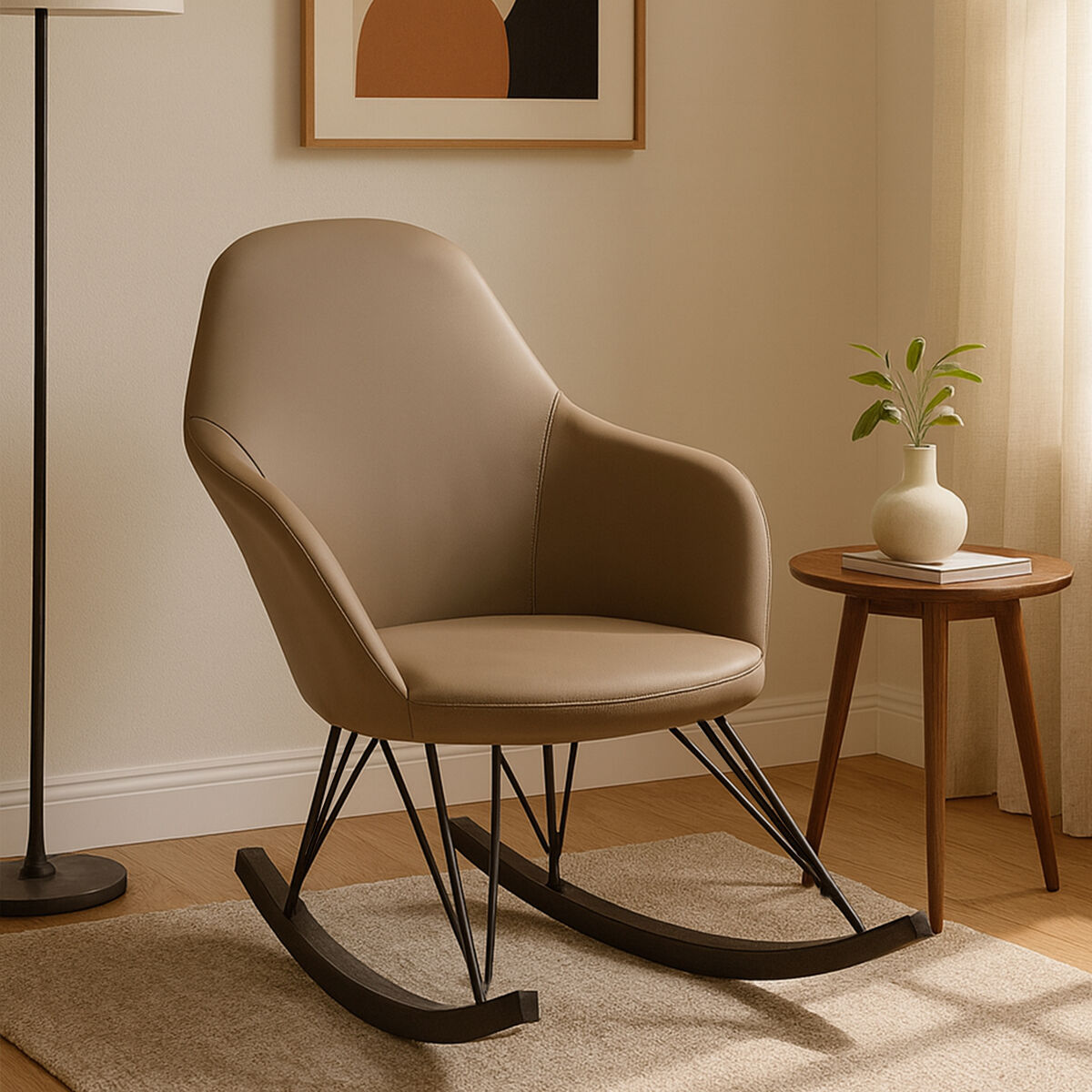 Orsina Kolding Rocking Chair – Light Grey Scandi Modern Armchair