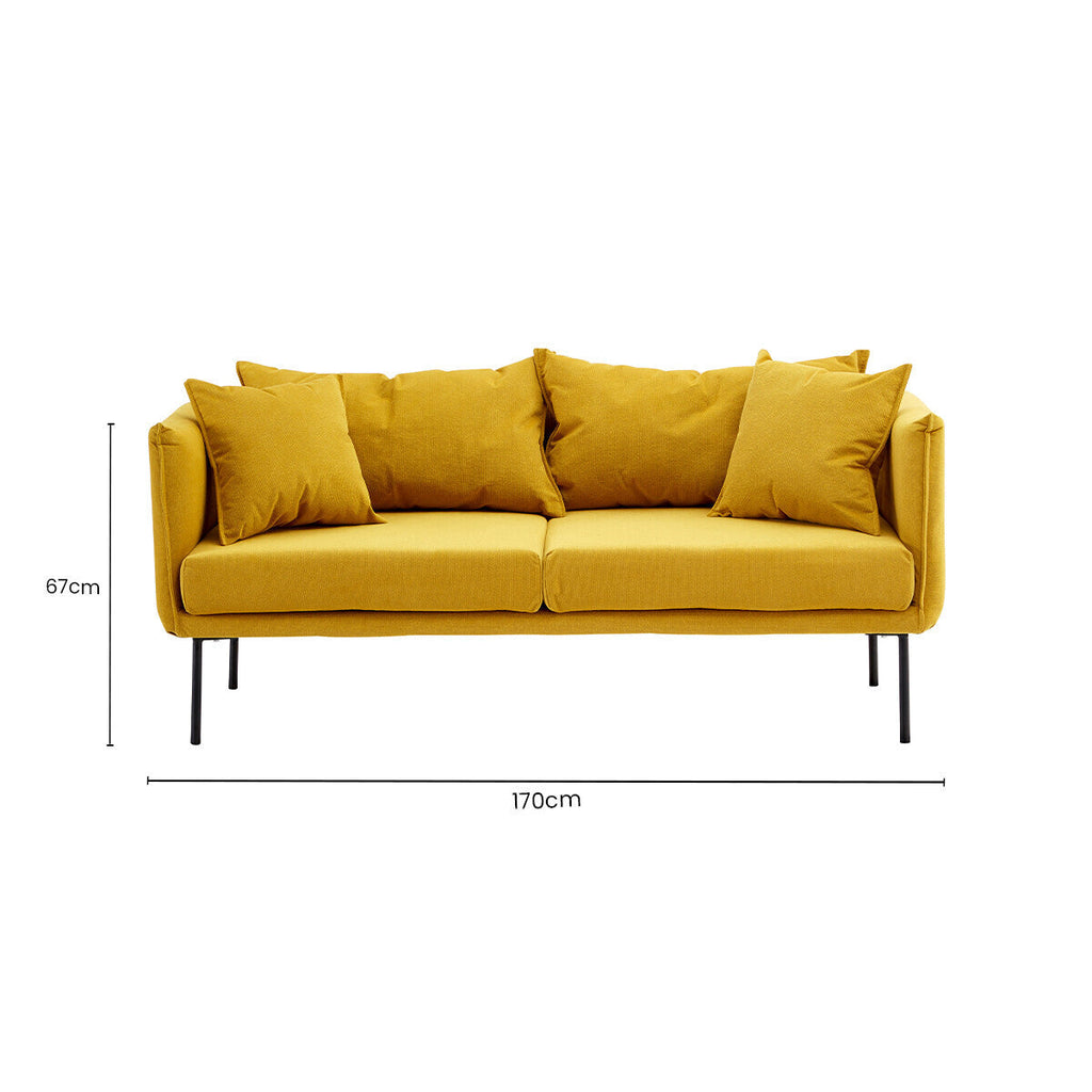 Orsina Kolding 2 Seater Yellow Sofa | Modern Fabric Loveseat