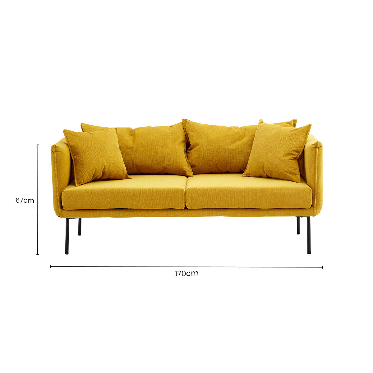 Orsina Kolding 2 Seater Yellow Sofa | Modern Fabric Loveseat