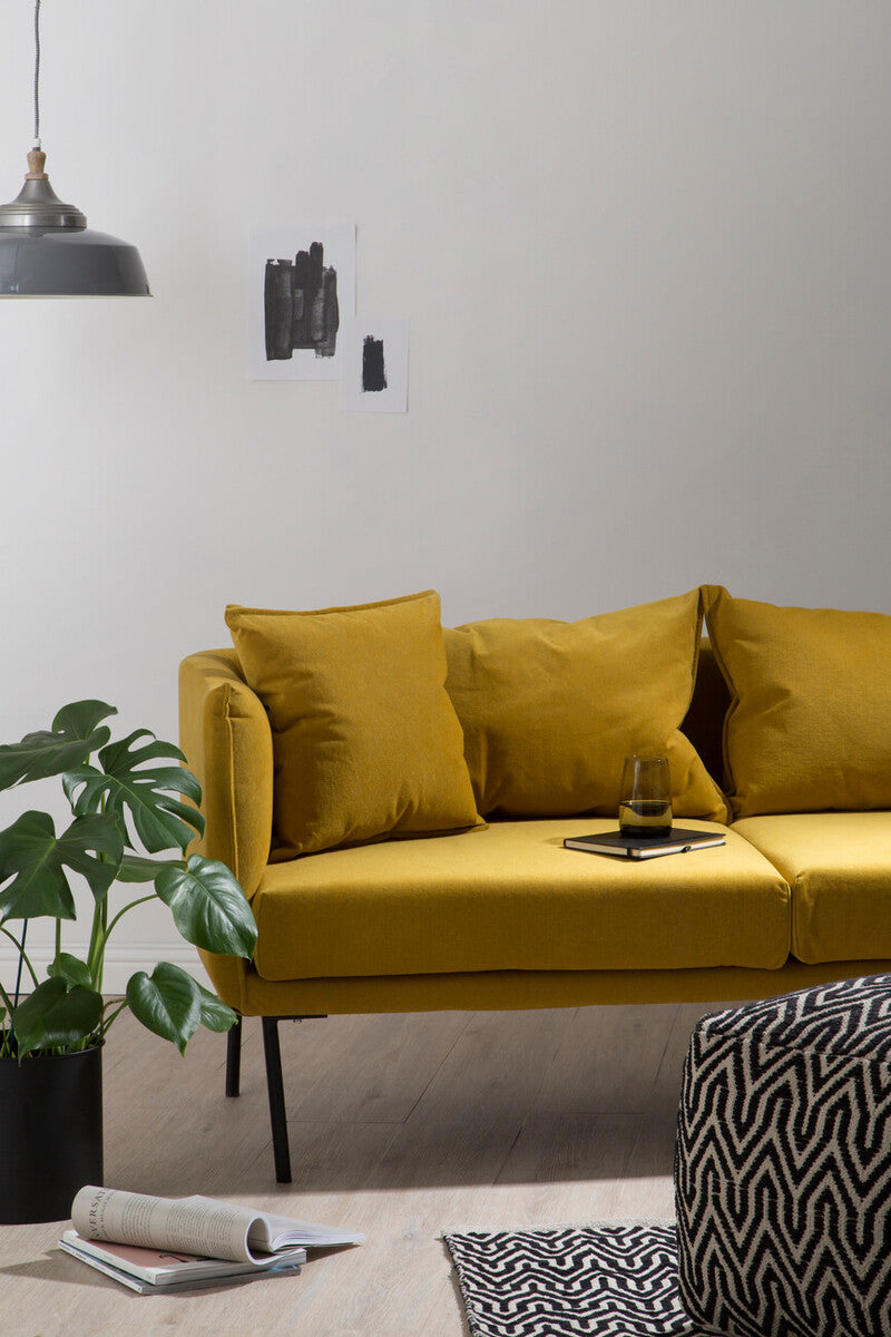 Orsina Kolding 2 Seater Yellow Sofa | Modern Fabric Loveseat
