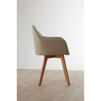 Orsina Stockholm Stone Fabric Armchair – Modern Minimalist Dining Chair
