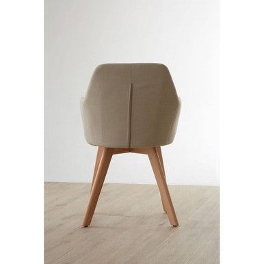 Orsina Stockholm Stone Fabric Armchair – Modern Minimalist Dining Chair