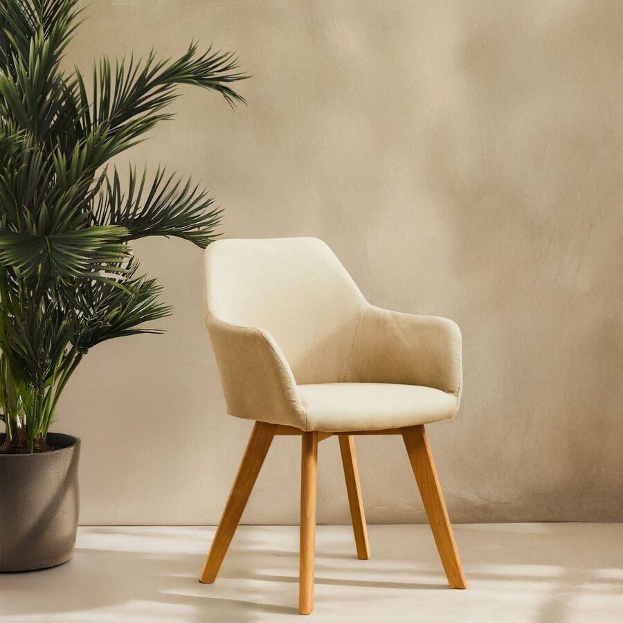 Orsina Stockholm Stone Fabric Armchair – Modern Minimalist Dining Chair