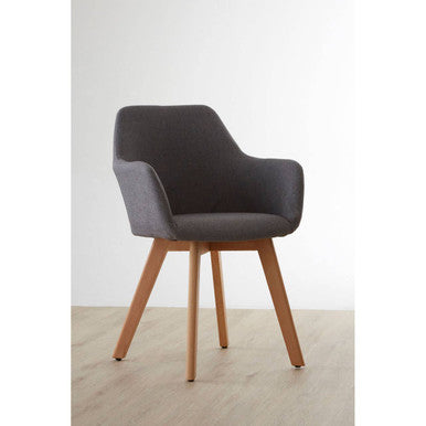Orsina Stockholm Grey Fabric Dining Chair with Beechwood Legs