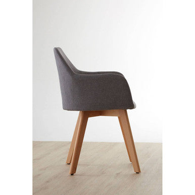 Orsina Stockholm Grey Fabric Dining Chair with Beechwood Legs