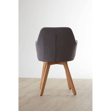 Orsina Stockholm Grey Fabric Dining Chair with Beechwood Legs