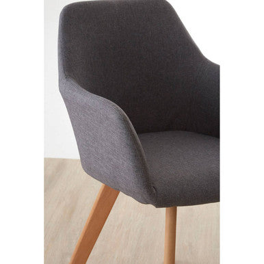 Orsina Stockholm Grey Fabric Dining Chair with Beechwood Legs